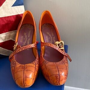 Vivienne Westwood Orange Croc-Embossed Heels